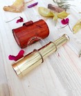 Marine Scope Leather Telescope Pirate Brass Antique Vintage Nautical Spyglass