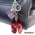 Coach Glitter Resin Tea Rose Bag Charm F58514 Silver Red Purple Tulip Keychain