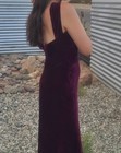 Antique 1930s Merlot Silk Velvet Gown With Criss Cross Halter Neckline