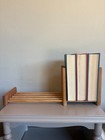 Vintage Mcm Wood Book Stand Rack Adjustable Sliding End Book Holder Table Top