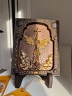 St   Michael With Stand  6 x7  Modern Wall Wood Handmade Art  Housewarning Gift