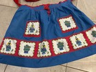 Vintage Mcm 1950s Pocketed Kitchen Half Apron Scandinavian Folk Art Swedish