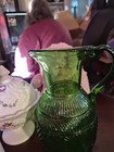 Vintage Clevenger Brothers Blowen Glass Stodfard N Pitcher In Green With   