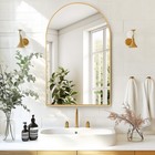 Arched Medicine Cabinet Mirror 24x36 Recessed Wall Mount 2 Shelves Bathroom Gold