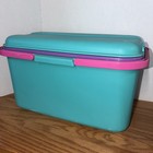 Vtg Eagle Craftstor 20  Sewing Craft Storage Organizer Tote Bin Teal Purple Pink