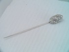 Vintage  Art Deco 10k White Gold   Diamond Filigree Stick Pin
