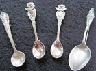 4 Antique Sterling Silver Brooch Pin Miniature Spoons Easterling Antique