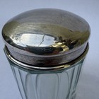 Antique Victorian Crystal Dresser Powder Jar W  Silver Plated Lid