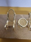 Lot Of 3 Vintage Metal Dollhouse Furniture Rocking Chairs   Side Table Gold Tone