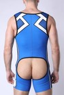 Cellblock13 Take Down Backless Jock Singlet Medium Blue Nwt Mens