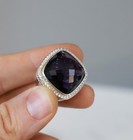 David Yurman Sterling Silver 20mm Albion Ring Amethyst Size 7