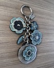 New Coach Tea Rose Mix Cluster Bag Charm Keychain In Faded Blue Multi