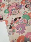 Awesome Rare Vintage Mid Century Retro 70s Soft Asian Fan Floral Fabric  Look