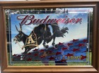 Vtg Budweiser Beer    salutes The Us Army  Patriotic Donkey Bar Mirror Sign 2000