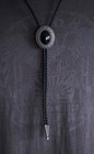 Bolo Tie Natural Black Onyx Celtic Knot Western Cowboy Leather Cord Necktie