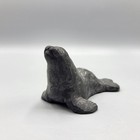 Alaska Hand Carved Black Stone Seal Figurine Carving Sculpture
