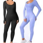 Women s One Piece Ribbed Jumpsuit Rompers Stretchy Workout Yoga Sports Bodysuit