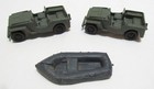 Marx Battleground Playset Vintage Army Jeep Pair   Small Raft Green 54mm