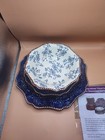 Temp-tations 24 Pc Dinnerware Set Floral Lace  ceramic  By Tara Cobalt Blue