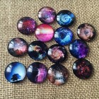 50 Pcs 12mm Photo Image Galaxy Flatback Round Glass Cabochon Dome Flat Back Cove