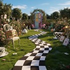  47 X 118 Inches Wonderland Party Decoration Black And White Aisle Runner Rug 