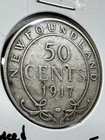 1917-c Newfoundland 50 Cents Silver Coin Low Mintage Damaged
