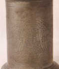 Antique Early Pewter Engraved German Beer Stein Armorial Saxonian Dat 1776