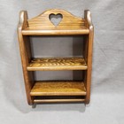 Vtg 3 Tier Wood Wall Shelf Towel Bar 8x12 Heart Cutout Country Farmhouse Decor
