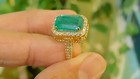 5 50 Ct Emerald Cut Natural Emerald   Diamond Anniversary Ring 14k Yellow Gold 6