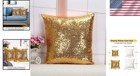 Modern 12x12 Gold Sequin Pillow Cover With Zipper - Perfect For Any Occasion
