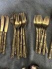 Vintage Mid-century Modern Brass Bamboo Flatware  53 Pieces Total