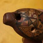 Peruvian Ocarina Pottery Flute  Whistle Clay Effigy Vessel Handmade Folk Art Vtg