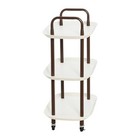 Modern Plastic And Metal 3-tier Trolley With 4-locking Casters In White And Brow