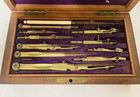 Antique Technical Mathematical Drawing Instruments Set Geometry In Rosewood Box