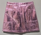 Art Class Girls  Pink Metallic Faux Leather A-line Mini Skirt - Size Large 10 12