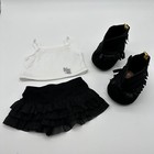 Build A Bear Honey Girls White Tank Black Shimmer Skirt Boots Girl Teddy Outfit