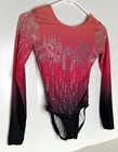 Ozone Am Adult Medium Gymnastics Leotard Long Sleeve Competition Bling See Info