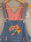 Vintage Womens Xl Disney Winnie The Pooh Overall Shorts Denim Embroidered New