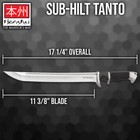 Honshu Sub-hilt Tanto Knife   7cr13 Stainless Steel   Leather Sheath   17 1 4 