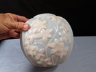 Phoenix Glass Vase - Blue W  White Embossed Flowers 6 1 2  Tall