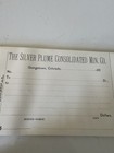 Silver Plume Consolidated Mining Co  Receipts For Payment Booklet 25 Page Unused