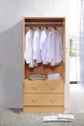 2 Door Wood Wardrobe Bedroom Closet With Clothing Rod Inside Cabinet And 2 Dr   