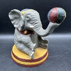 Multicolor Cast Iron Collectible Decorative Elephant Ball Circus Coin Bank