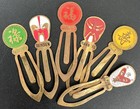 Vintage Chinese Book Marks 6 Markers Symbols Good Luck Prosperity Longevity