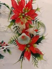 Vintage Plastic Joy Christmas Sign Poinsettia Accents Retro 1950 s