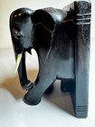 Antique Anglo Indian Elephant Black Ebonized Wood Hand Carved Sculpture