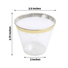 25 Clear 9 Oz Glittered Plastic Cups Gold Rim Party Events Decorations Supplies