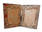 Vintage Antique Tiger Dragon Ornate Filigree Double Photo Frame Silver Metal