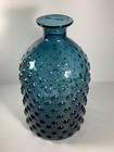 Large Peacock Blue Hobnail Glass Bottle Vase 11 5 In 