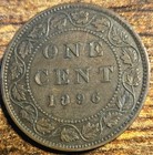 1896 Canadian Canada One 1 Cent Penny Old Head Large Cent Coin Vf Condition